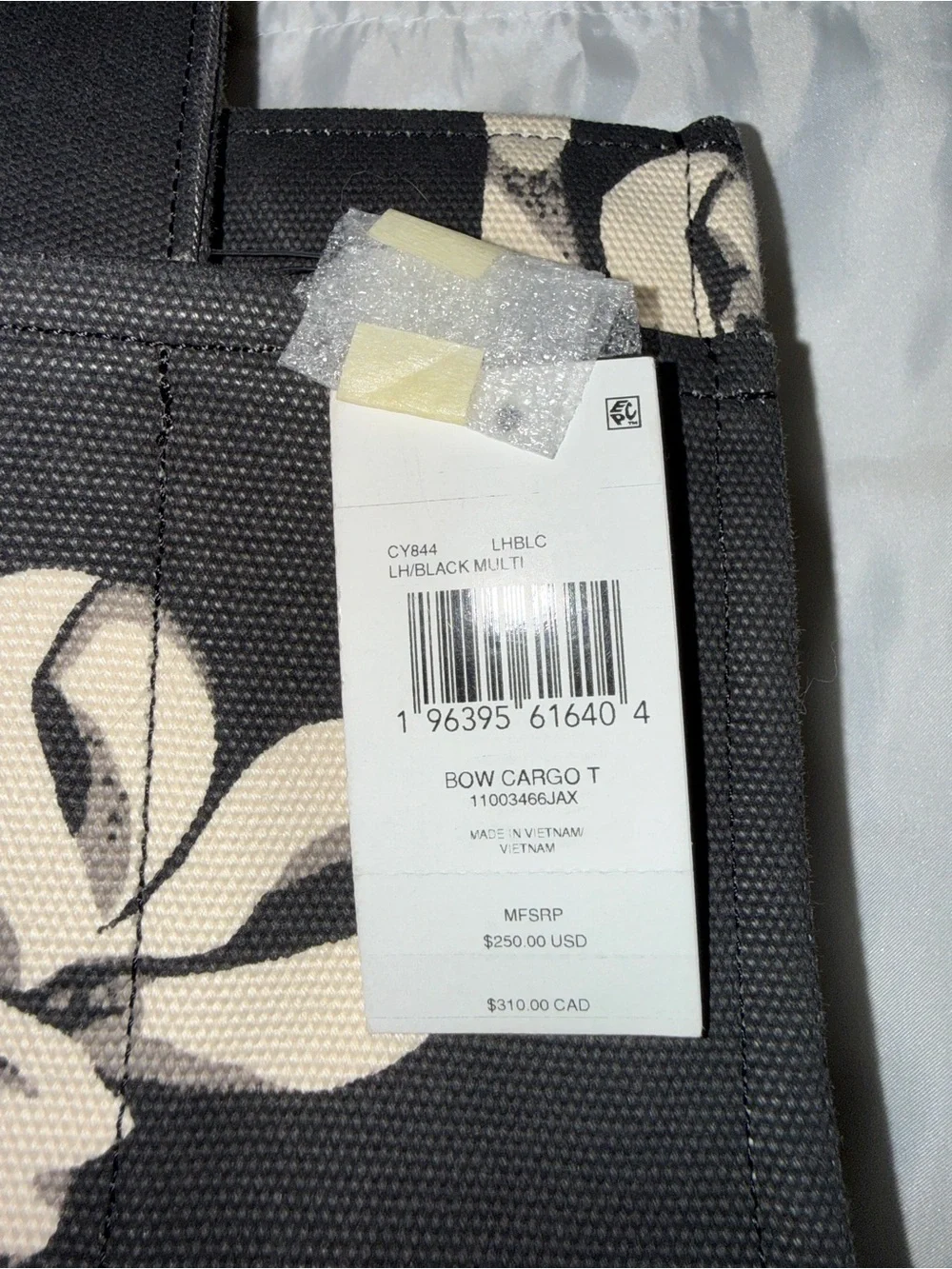 Coach Black & Cream Floral Logo Canvas Tote